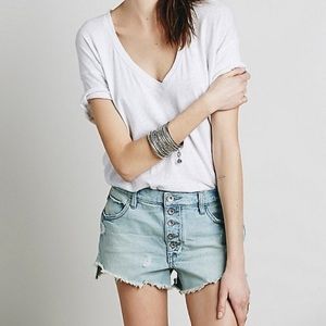 Free people button down jean shorts